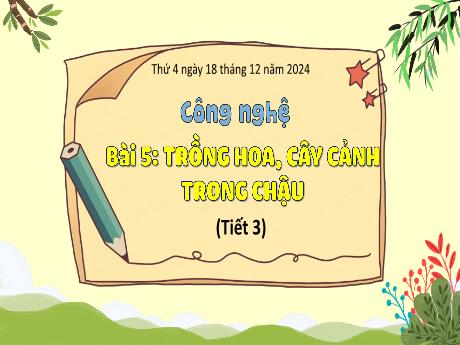 Bài giảng Công nghệ 4 Sách Kết nối tri thức - Bài 5: Trồng hoa, cây cảnh trong chậu (Tiết 3) - Năm học 2024-2025