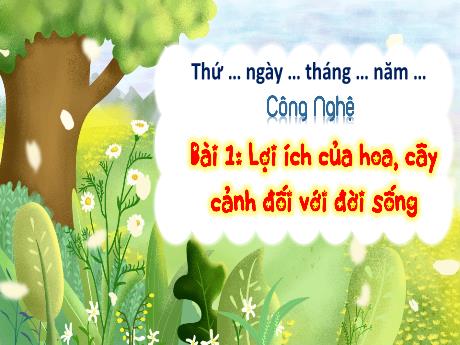 Bài giảng Công nghệ Lớp 4 Sách Kết nối tri thức - Bài 1: Lợi ích của hoa, cây cảnh đối với đời sống