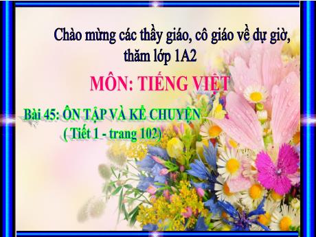 Bài giảng Tiếng Việt Lớp 1 - Tập 1, Bài 45: Ôn tập và kể chuyện (Trang 102, Tiết 1) - Trường Tiểu học Thị trấn Tiên Điền