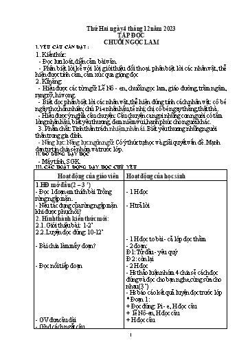 Bài giảng Tiếng Việt Lớp 5 (Tập đọc) - Bài: Chuỗi ngọc lam - Năm học 2023-2024 - Vũ Tuyết Mai