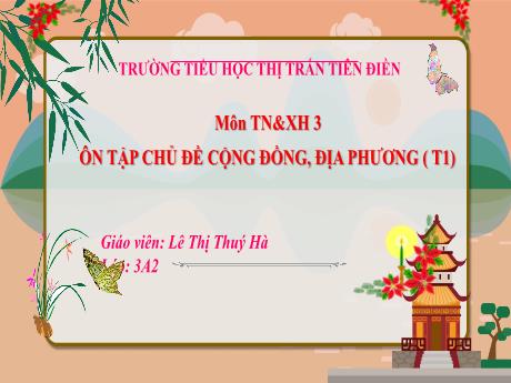 Bài giảng Tự nhiên và xã hội 3 Sách Kết nối tri thức - Tuần 14, Bài 11: Ôn tập chủ đề cộng đồng, địa phương (Tiết 1) - Năm học 2024-2025 - Lê Thị Thúy Hà