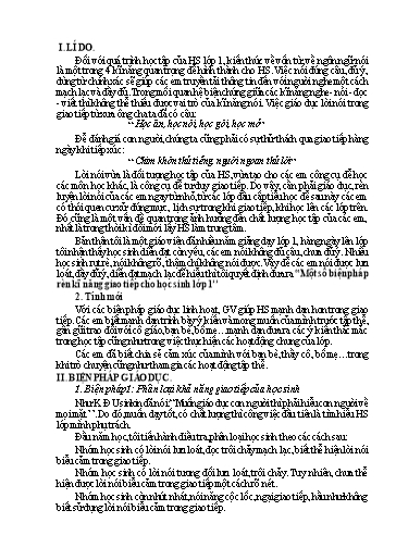 Báo cáo biện pháp - Một số biện pháp rèn kĩ năng giao tiếp cho học sinh Lớp 1 - Trường Tiểu học Tiên Điền