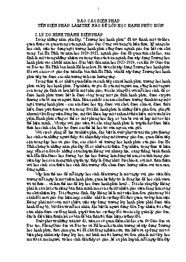 Biện pháp giáo dục - Làm thế nào để lớp học hạnh phúc hơn! - Trường Tiểu học Tiên Điền