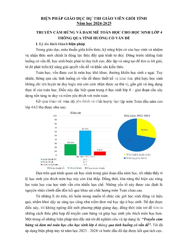 BPGD GVG cấp tỉnh - Truyền cảm hứng và đam mê toán học cho học sinh Lớp 4 thông qua tình huống có vấn đề - Trường Tiểu học Tiên Điền