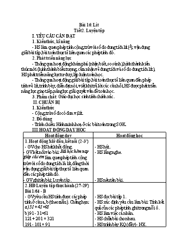 Kế hoạch bài dạy Toán Lớp 2 Sách Kết nối tri thức - Chủ đề 3: Làm quen với khối lượng, dung tích - Bài 16: Lít - Tiết 2: Luyện tập - Trường Tiểu học Minh Đức